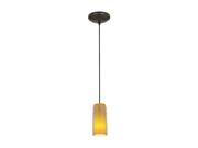 Access Lighting Tali G nG Glass in Glass Cylinder Pendant 1 Light Oil Rubbed Bronze Finish w Clear Outer Amber Inner Glass