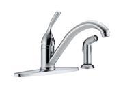 DELTA 400 DST Classic Single Handle Kitchen Faucet with Spray Polished Chrome