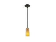 Access Lighting Tali G nG Glass in Glass Cylinder Pendant 1 Light Oil Rubbed Bronze Finish w Clear Outer Amber Inner Glass