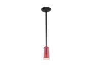 Access Lighting Tali G nG Glass in Glass Cylinder Pendant 1 Light Oil Rubbed Bronze Finish w Clear Outer Red Inner Glass