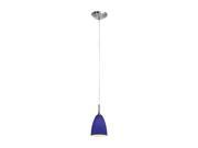 Access Lighting Delta Line Voltage Pendant with Mania Glass 1 Light Brushed Steel w Cobalt Blue Glass