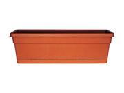 Dynamic Design 24 Terra Cotta Rolled Rim Window Boxes with Attached Trays