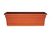 Dynamic Design 30 Terra Cotta Rolled Rim Window Boxes with Attached Trays