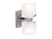 Access Lighting Astor Crystal Wall 2 Light Brushed Steel Finish w Inner Frosted Crystal Glass Brushed Steel Bathroom Lighting