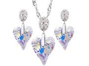 JA ME 17mm Swarovski Wild Heart Color Changing Crystal on Cubic Zirconia 16? Necklace w Matching 12mm Earrings