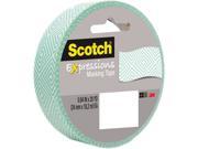 Scotch Decorative Masking Tape 1 X 20 Yards Mint Mosaic