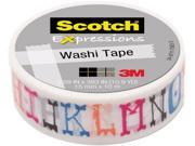 3M Washi Tape .59 X393 15mmx10m Illustrated Alpha