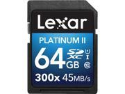Lexar 64GB Platinum II 300x SDXC UHS I U1 Class 10 Memory Card LSD64GBBNL300