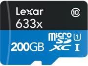 Lexar 200GB High Performance 633x microSDXC UHS I U1 Class 10 Memory Card w USB 3.0 Reader LSDMI200BBNL633R