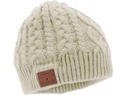 Tenergy Braided Cable Knit Wireless Hands Free Bluetooth Beanie with Built in Speakers White