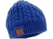 Tenergy Braided Cable Knit Wireless Hands Free Bluetooth Beanie with Built in Speakers Blue