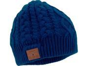 Tenergy Braided Cable Knit Wireless Hands Free Bluetooth Beanie with Built in Speakers Dark Blue