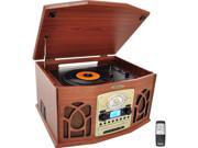Retro Vintage Turntable with CD MP3 Casette Radio USB SD With Aux In And Vinyl to MP3 Encoding iPod Player Wood Finish