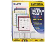 Reusable Dry Erase Pockets 9 X 12 Assorted Primary Colors 25 Box