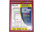 Reusable Dry Erase Pockets 9 X 12 Assorted Primary Colors 10 Pack
