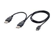 SYBA CL CAB20042 3 ft. Dual USB 2.0 Type A to USB Mini 5 Pin Type B x 1 Y Data and Power Cable