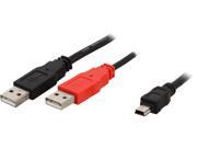 Cables To Go 28107 6 ft. USB 2.0 One Mini b Male to Two A Male Y Cable