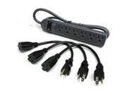 C2G 39995 4 ft. 6 Outlets 270 Joules Surge Suppressor with 3 1ft Outlet Saver Power Extension Cords