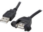 C2G 28061 1 ft. Panel Mount USB 2.0 A Male to A Female Cable