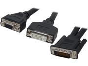 C2G 38066 9in One LFH 59 DMS 59 Male to One DVI I Female and One HD15 VGA Female Cable