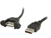 C2G 28062 1.5 ft. Panel Mount USB 2.0 A Male to A Female Cable
