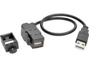 Tripp Lite USB 2.0 Keystone Panel Mount Extension Coupler Cable M F Angled 1ft U024 001 KPA BK