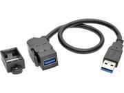 Tripp Lite 1 Foot USB 3.0 All in One Keystone Panel Mount Extension Cable Angled Connector