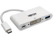 Tripp Lite U444 06N DU C USB 3.1 Gen 1 USB C to DVI DisplayPort Alternate Mode External Video Adapter with USB A Hub and USB C Charging Port