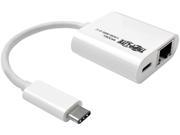 Tripp Lite U436 06N G C USB 3.1 Gen 1 USB C to Gigabit Ethernet NIC Network Adapter with USB C Charging Port 10 100 1000 Mbps White