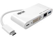Tripp Lite USB C to DVI Adapter with USB A Hub USB C PD Charging Port Gigabit Ethernet Gbe Port U444 06N DGU C