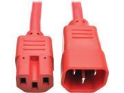 Tripp Lite Heavy Duty Computer Power Cord 15A 14 AWG IEC 320 C14 to IEC 320 C15 Red 2 ft. P018 002 ARD