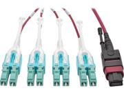 Tripp Lite MTP MPO to 8xLC Fan Out Patch Cable 40 GbE 40GBASE SR4 OM4 Plenum Rated Push Pull Tab Magenta 2 m 6.6 ft. N845 02M 8L MG