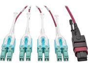 Tripp Lite MTP MPO to 8xLC Fan Out Patch Cable 40 GbE 40GBASE SR4 OM4 Plenum Rated Push Pull Tab Magenta 3 m 9.8 ft. N845 03M 8L MG