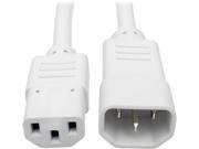 Tripp Lite Heavy Duty Power Extension Cord 15A 14 AWG IEC 320 C14 to IEC 320 C13 White 3 ft. P005 003 AWH