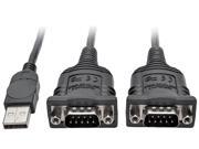 Tripp Lite 6ft 2 Port USB to DB9 RS 232 Serial Adapter FTDI COM Retention