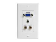 StarTech VGAPLATERCA 15 Pin Female VGA Wall Plate with 3.5mm and RCA White