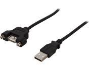 StarTech USBPNLAFAM3 3 ft. Panel Mount USB Cable A to A Black