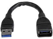 STARTECH.COM 6IN BLACK USB 3.0 EXTENSION ADAPTER CABLE A TO A M F USB3EXT6INBK