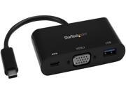 StarTech CDP2VGAUACP USB C to VGA Multifunction Adapter with Power Delivery and USB A Port