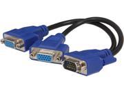 VCOM VC VGAYSPL Moniter Y Splitter Black Cable with Blue Connector Male VGA to 2 Female VGAs