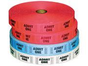 Admit One Ticket Multi Pack 4 Rolls 2 Red 1 Blue 1 White 2000 Rol