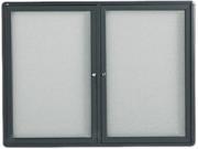 Enclosed Fabric Cork Board 48 X 36 Gray Surface Graphite Aluminum Frame