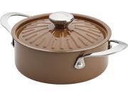 Rachael Ray 16288 Cucina Oven To Table Hard Enamel Nonstick 2.5 Quart Covered Round Casserole Mushroom Brown