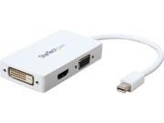 StarTech MDP2VGDVHDW Mini DisplayPort to VGA DVI HDMI Adapter All in One mDP Converter For MacBook White