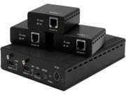 StarTech 3 Port HDBaseT Extender Kit with 3 Receivers 1x3 HDMI over CAT5 Splitter Up to 4K ST124HDBT