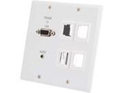 C2G TruLink Double Gang VGA 3.5mm Audio over Cat5 Wall Plate Receiver with 4 Keystones White 29280