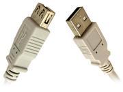 Gray USB Extension Fully Rated 24 AWG A to A receptacle 6 feet