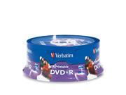Verbatim 4.7GB 16X DVD R Inkjet Printable Hub Printable 25 Packs White Media Model 96190