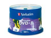 Verbatim 4.7GB 16X DVD R Inkjet Printable 50 Packs Disc Model 95136