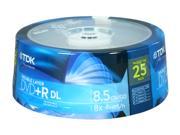 TDK 8.5GB 8X DVD R DL 25 Packs Disc Model 48973
